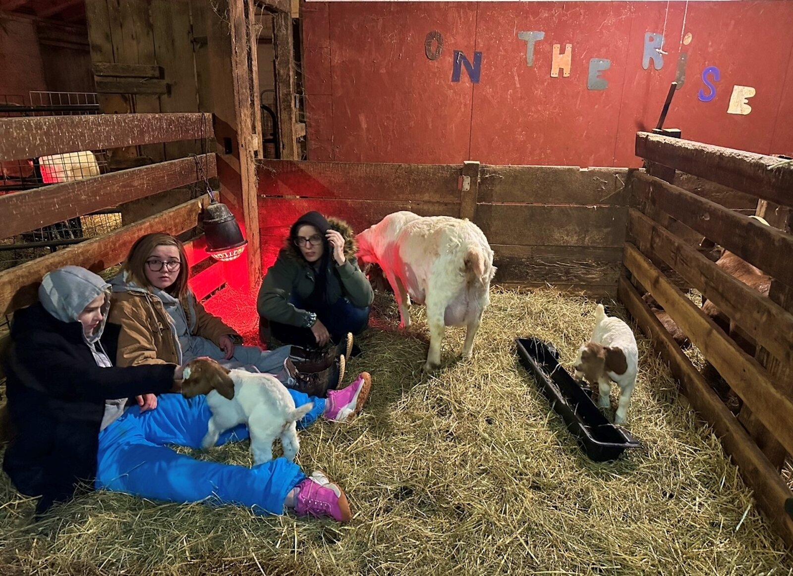 Participants spend time with goats at On-The-Rise