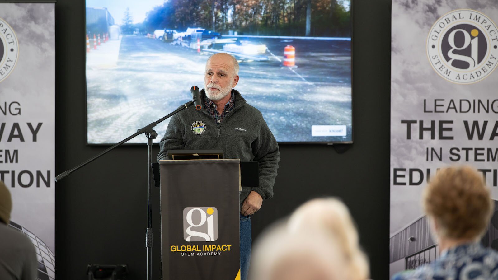 Ohio State Senator Kyle Koehler addresses the crowd at Global Impact STEM Academy's ribbon cutting ceremony on May 23.