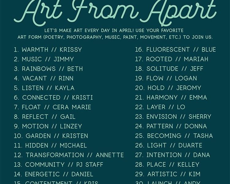 Project Jericho has come up with one word for each day of the month of April. The community is then invited to create a piece of art based around that one word.